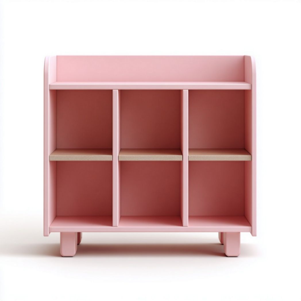 Scaffale per bambini in legno massello color rosa