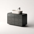 Mobile Bagno con Sei Cassetti in Pannello di Particelle e Lavabo Integrato in Ceramica